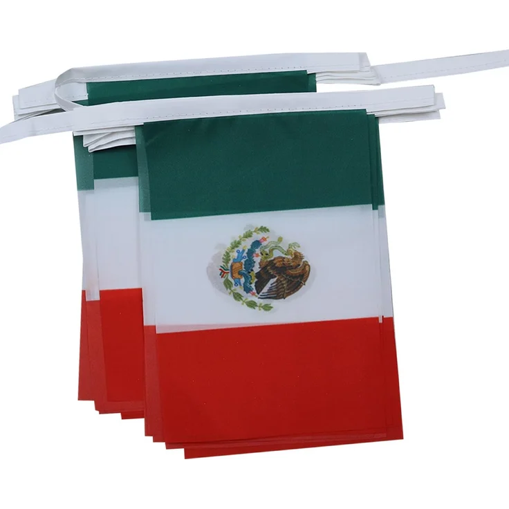 AZ FLAG - Fahnenkette Mexiko 6 Meter Mit 20 Flaggen - 21x14 cm - Mexikanische Girlande Flaggenkette 14x21 Cm