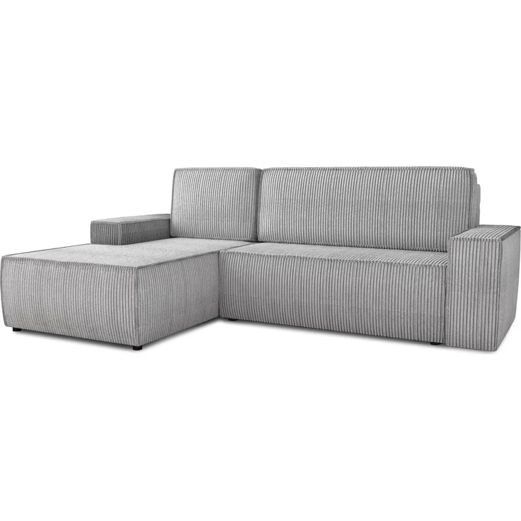 Ecksofa Totti L mit Schlaffunktion und Bettkasten - Cord Stoff - L-Form Couch, Polstersofa, Schlafsofa, Sofagarnitur (Grau (Poso 110) Seite: Links) – Bild 2
