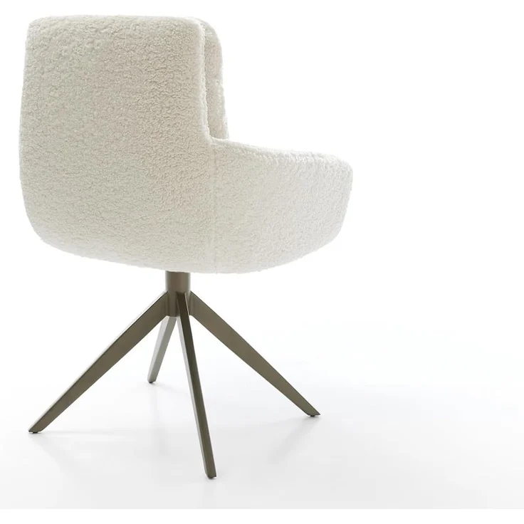 Drehstuhl Abelia-Flex mit Armlehnen Teddystoff Beige Kreuzgestell breit Effektfinish Titan 360° drehbar Wippfunktion – Bild 6
