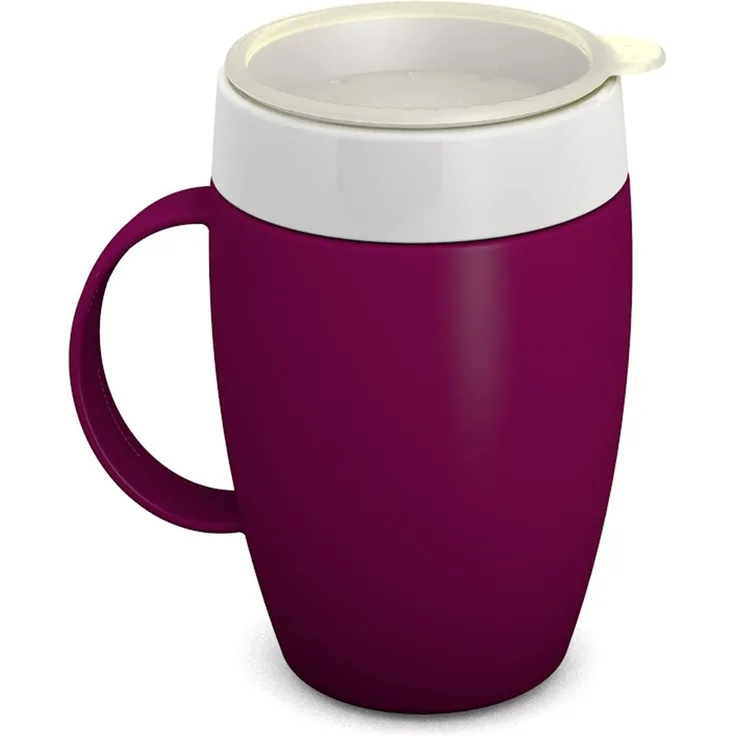 Ornamin Becher mit Trink-Trick 140 ml brombeer mit Thermofunktion und Trinkdeckel (Modell 905 + 814) - Spezial-Trinkhilfe, Nasenbecher, Schnabelbecher