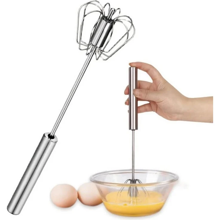 FELIXLEO Schneebesen Halbautomatischer Schneebesen 12 Zoll Edelstahl Küchen Rührbesen – Bild 5
