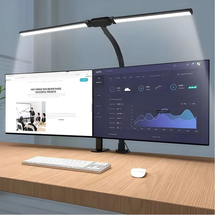 Athlix LED Schreibtischlampe Doppelkopf-Schreibtischlampe mit Clip, Tischlampe Büro Dimmbar, LED fest integriert, Tageslichtweiß, Warmweiß, 360°-Schwanenhals, 24W, Fernbedienung, 1000 Lumen – Bild 5
