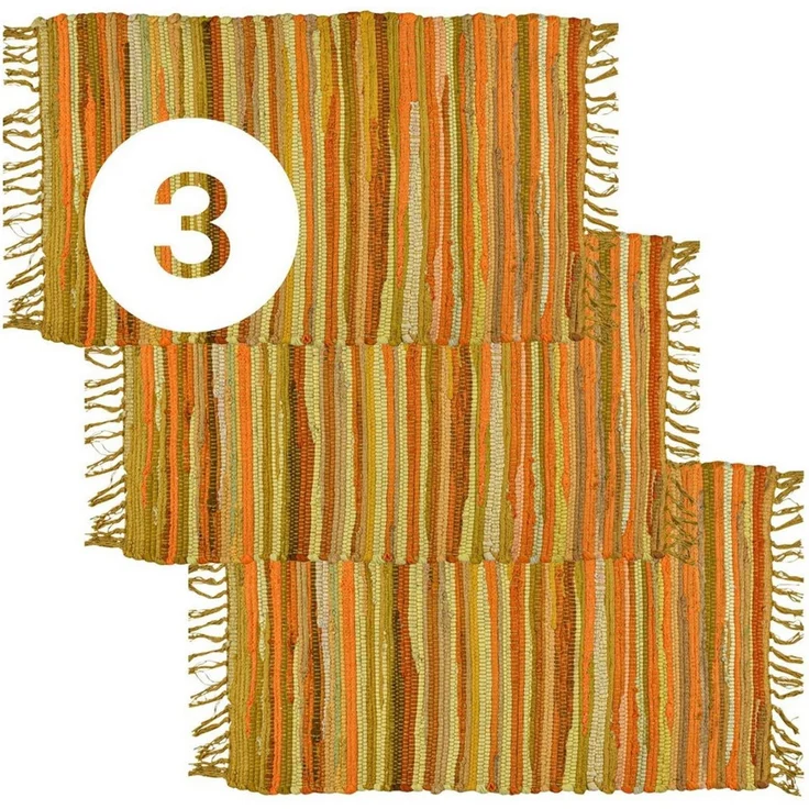 Marrakesch Orient & Mediterran Interior Badematte 3er Set Callum Gelb Teppich 90×50cm, Boho-Vorleger aus Baumwolle, Baumwolle – Bild 5