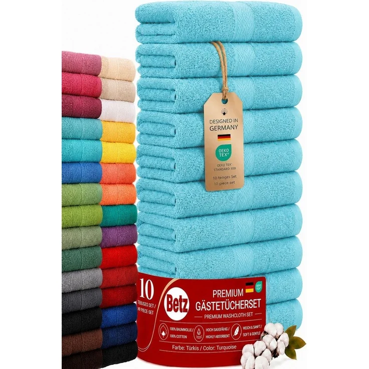 Betz Gästehandtücher 10 tlg. Gästehandtücher-Set PREMIUM 100 % Baumwolle 30x50 cm, 100% Baumwolle (10-St) – Bild 1