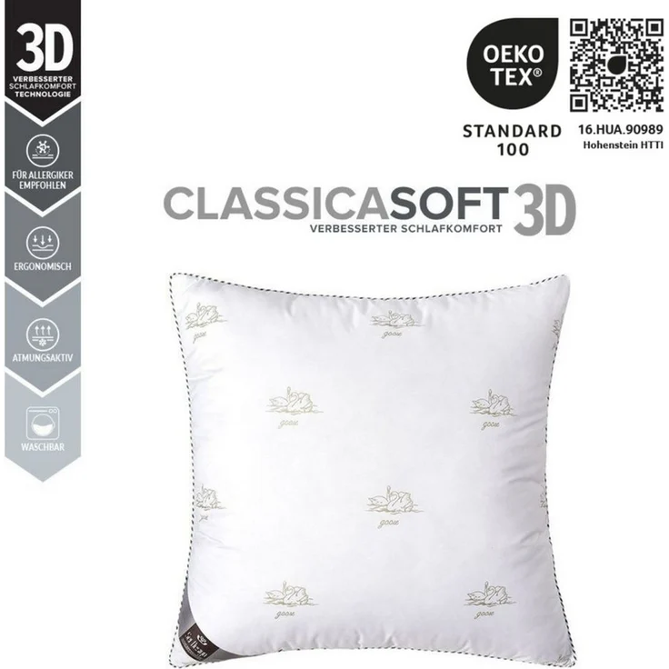 SEI Design Kopfkissen SWAN Classica Soft 3D 80x80 - Dreikammerkissen Schlafkissen, Füllung: Airdream micro, Bezug: Microfaser, Rückenschläfer, Seitenschläfer, Bauchschläfer, Alternative zu Daunen – Bild 2