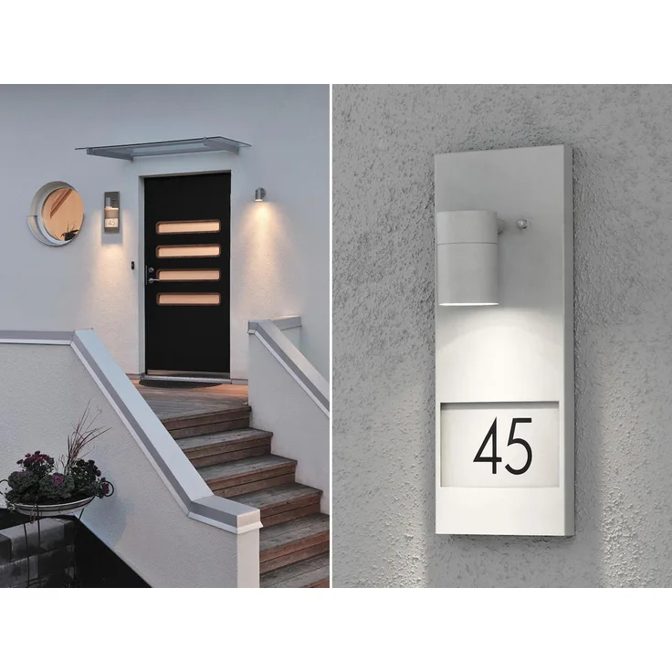 Große LED Außenwandleuchte / Hausnummernleuchte Downlight, Grau
