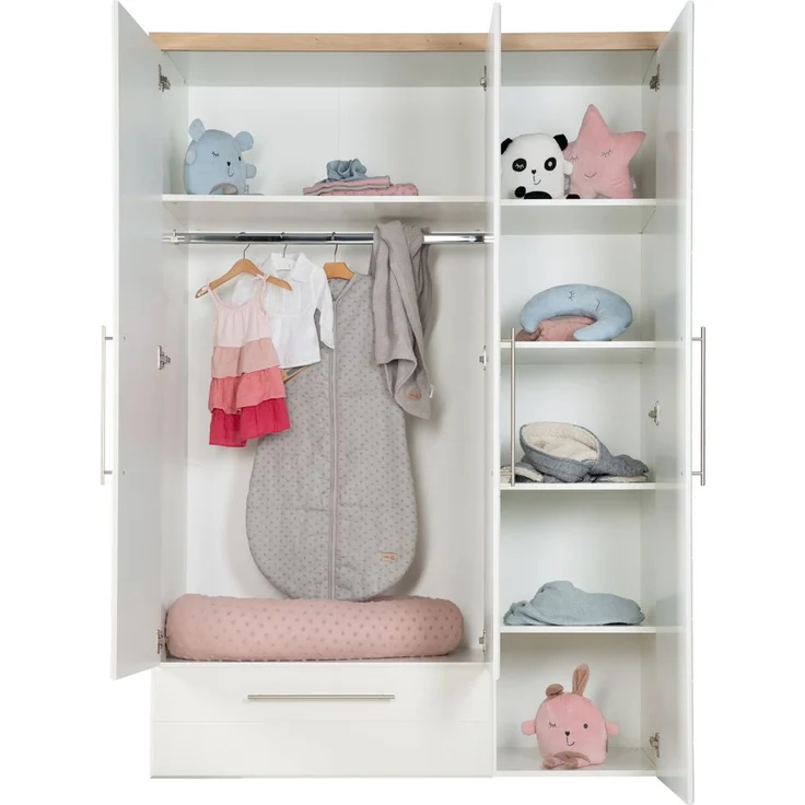 roba Kinderzimmerset 'Nele' 3-teilig - Bett 70 x 140 - Wickelkommode - Kleiderschrank 3-türig - Weiß – Bild 24