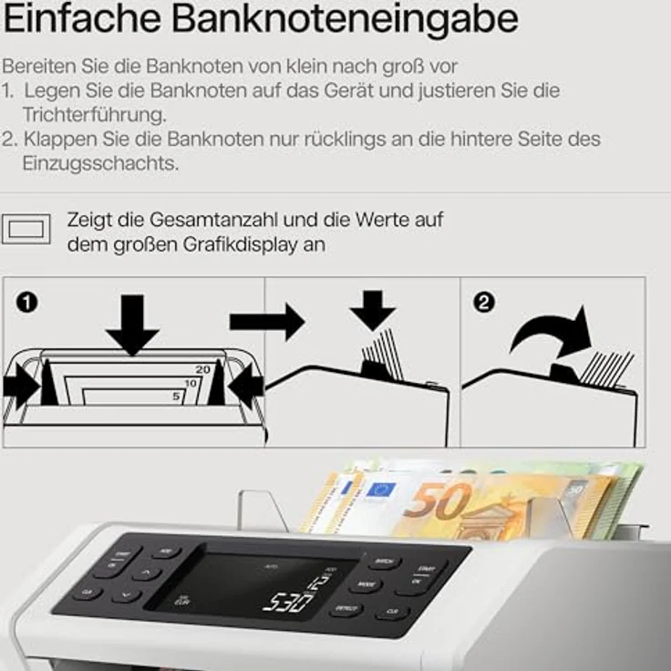 Safescan Geldzählmaschine mit Wertzählung 2265 G2 3,9-Zoll – Bild 6