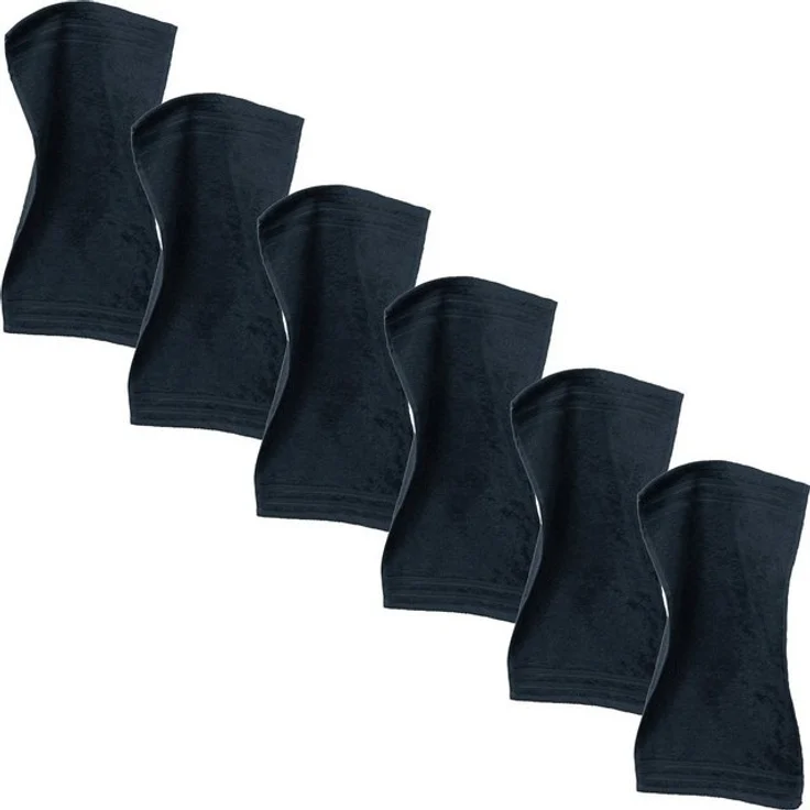 Erwin Müller Gästehandtuch "Heidelberg" 6er-Pack, Frottier (6-St), Walk-Frottier Uni, Schwarz, 30x50 cm – Bild 3