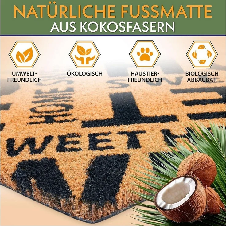 BRUBAKER Fußmatte 45x75 cm - Home Sweet Home - Schmutzfangmatte, Rechteckig, Höhe: 15 mm, Fußmatte für Außen und Innen - Wetterfest und Rutschfest – Bild 3