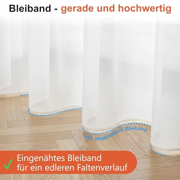 Foxx Vorhang mit Kräuselband für Schienen, transparente Moderne XXL Gardinen, Schiebegardinen Langstore Voile mit eingenähtem Bleiband – Bild 4