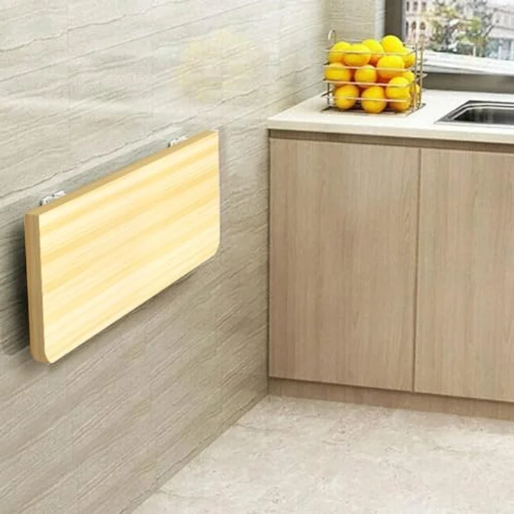 Shally Dogan Klappbarer Wandtisch, 80x60 cm, aus Holz, zusammenklappbar, platzsparend, vielseitig, Schreibtisch, Esstisch, Wohnzimmer, Badezimmer, Küche (Eiche) – Bild 4
