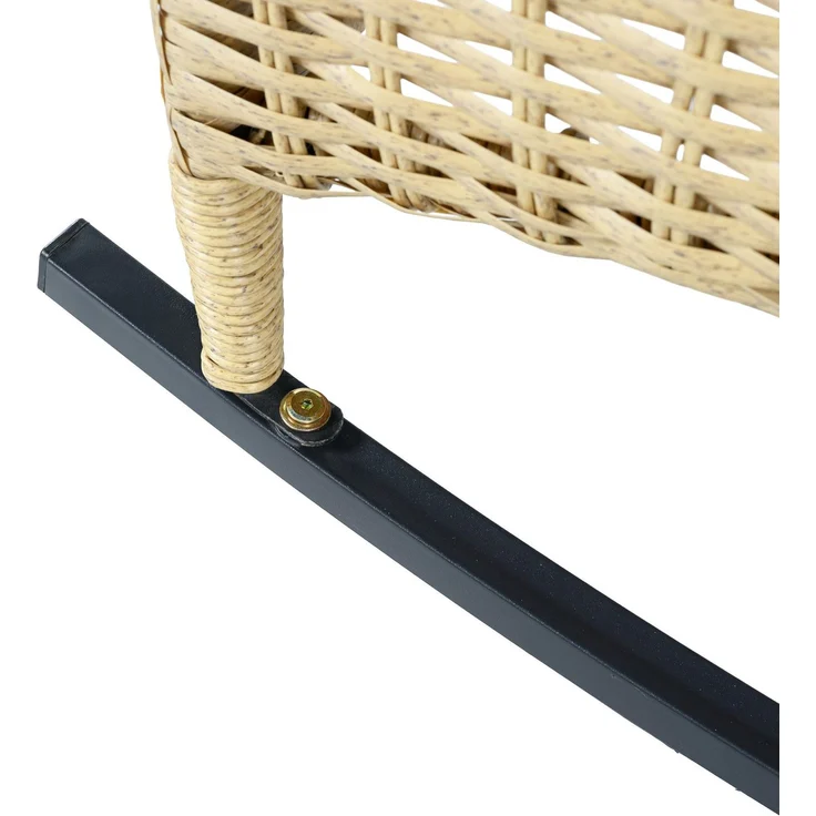 Balkonset mit 1 quadratischem Glastisch und 2 Schaukelstühlen, 3-tlg, Loungeset, Gartenmöbel, Metallrahmen, Polyrattan – Bild 10
