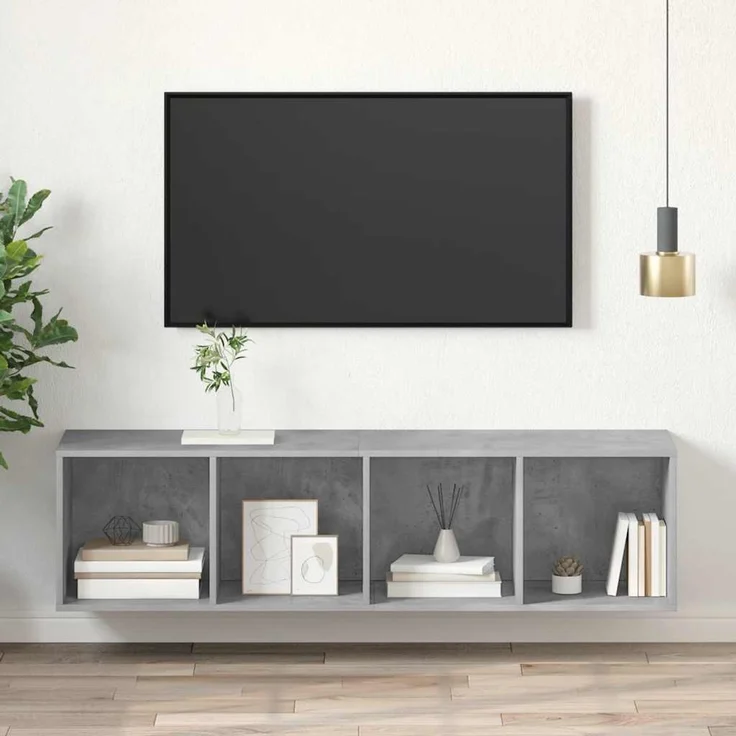TV-Wandschrank, TV-Hängeboard Fernsehschrank Betongrau 37x37x142,5 cm Holzwerkstoff – Bild 1