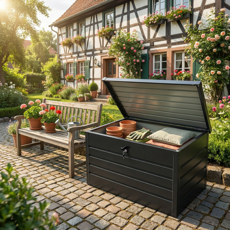 Metall-Aufbewahrungsbox Gartentruhe 300L Stauraum wetterfest – Bild 10