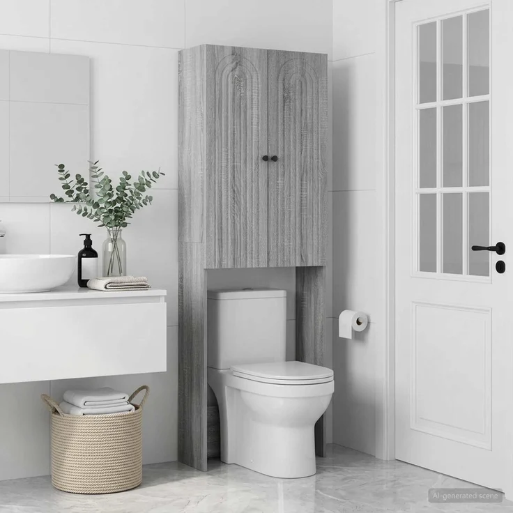 vidaXL Toilettenschrank ALKMAAR Sonoma-Grau 66 x 25,5 x 190 cm 896261 – Bild 3
