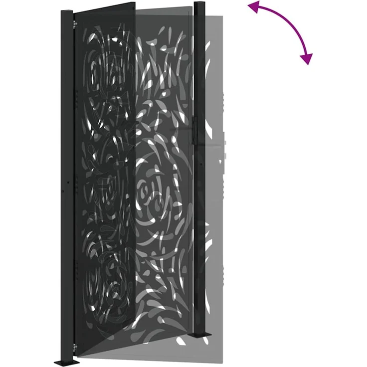 vidaXL Gartentor Schwarz 100x200 cm Stahl Flammendesign 4100993 – Bild 7