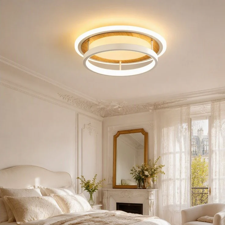 BlingBin LED Deckenleuchte Ø 30 Deckenlampe quadratisch/rund moderne Holzoptik 34 W Warmweiß, rund, LED fest integriert, Tageslichtweiß, Sandweiß für Wohnzimmer Schlafzimmer Esszimmer – Bild 2
