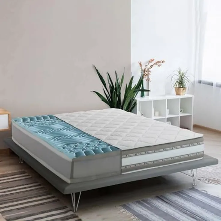 Talamo Italia - Teodora-Doppelmatratze, Memory Foam- und Gel-Matratze mit 9 differenzierten Zonen, 100 % Made in Italy, milbenhemmend und hypoallergen, 160 x 190 x 27 cm
