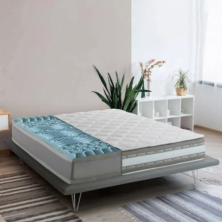 Talamo Italia - Teodora-Doppelmatratze, Memory Foam- und Gel-Matratze mit 9 differenzierten Zonen, 100 % Made in Italy, milbenhemmend und hypoallergen, 160 x 190 x 27 cm – Bild 1