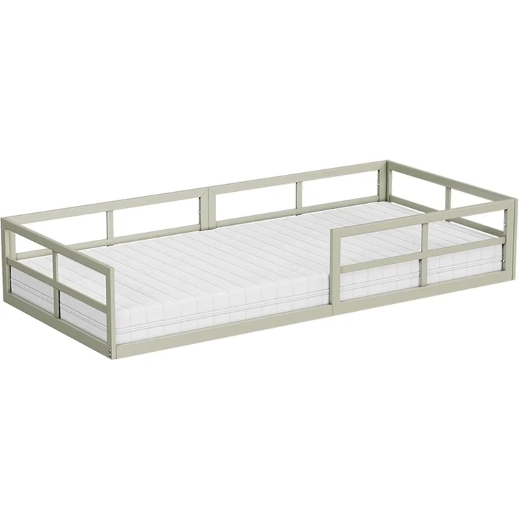 Bodenbett aus Metall Minno Greige 90x200 mit Matratze Vitalispa – Bild 1