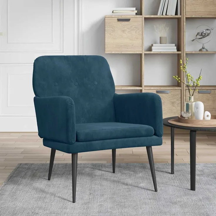 Sessel wohnzimmer, Relaxsessel Blau 62x79x79 cm Samt