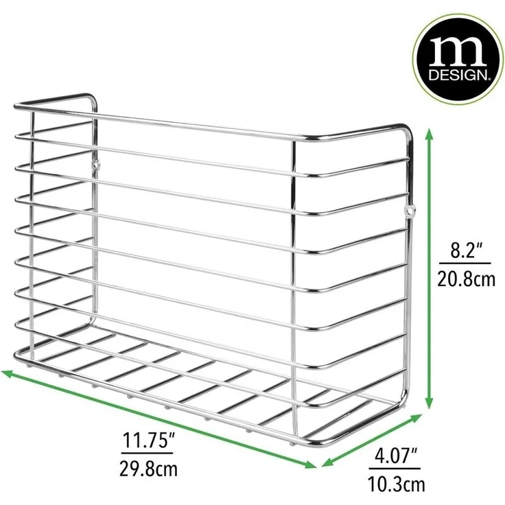 mDesign Hängekorb Gitterbox Schrankkorb Aufbewahrung Organizer Metall Silber – Bild 2