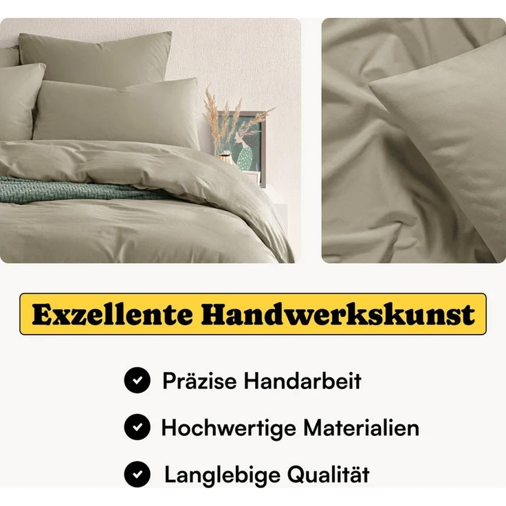 Seralino Bettwäsche Set, Perkal, 2 teilig, 100% Bio Baumwolle, ab gr. 135x200, Perkal, besonders weich & atmungsaktiv, BCI zertifiziert, mit Reißverschluss – Bild 2