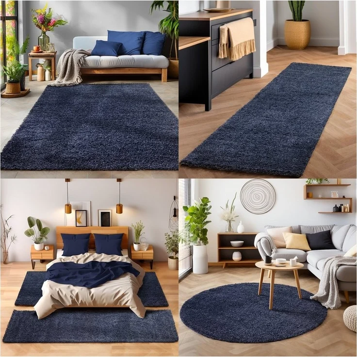SIMPEX24 Teppich Unicolor - Einfarbig, Rund, Höhe: 30 mm, Einfarbig Shaggy Teppich Wohnzimmer Langflor Versch. Farben und Größen – Bild 2