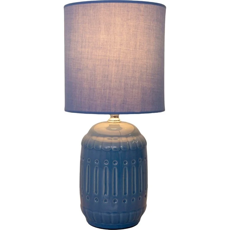 näve Tischleuchte Erida, ohne Leuchtmittel, Textilschirm, Keramikfuß, hellblau, 1x E14 exkl, Zuleitung 120cm – Bild 2