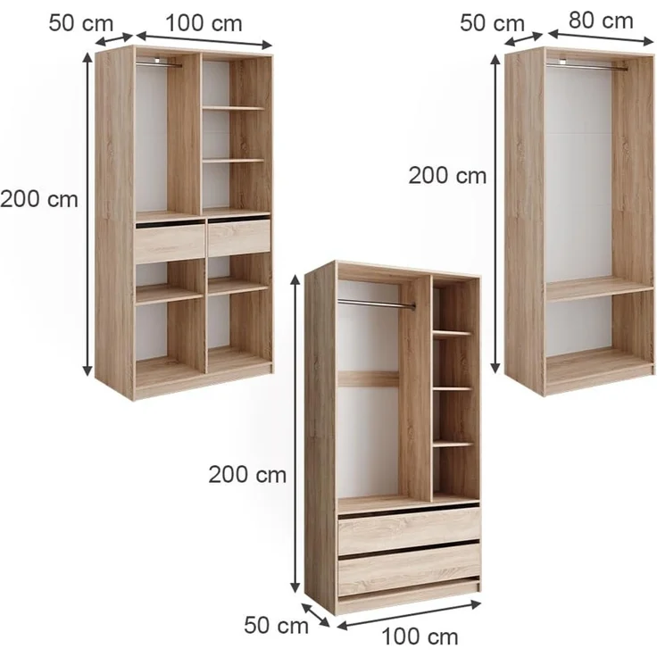 Kleiderschrank Elmo Sonoma 280 x 200 cm 3er Set Vicco – Bild 3