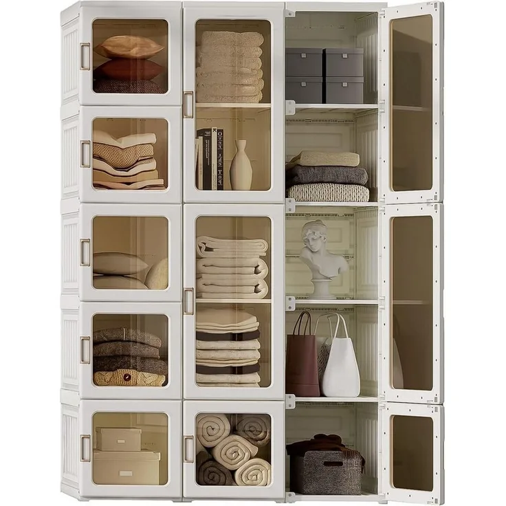 Dripex Kleiderschrank Faltbarer Schrank Mehrzweckschrank mit magnetische Türen Einfache Montage, faltbar