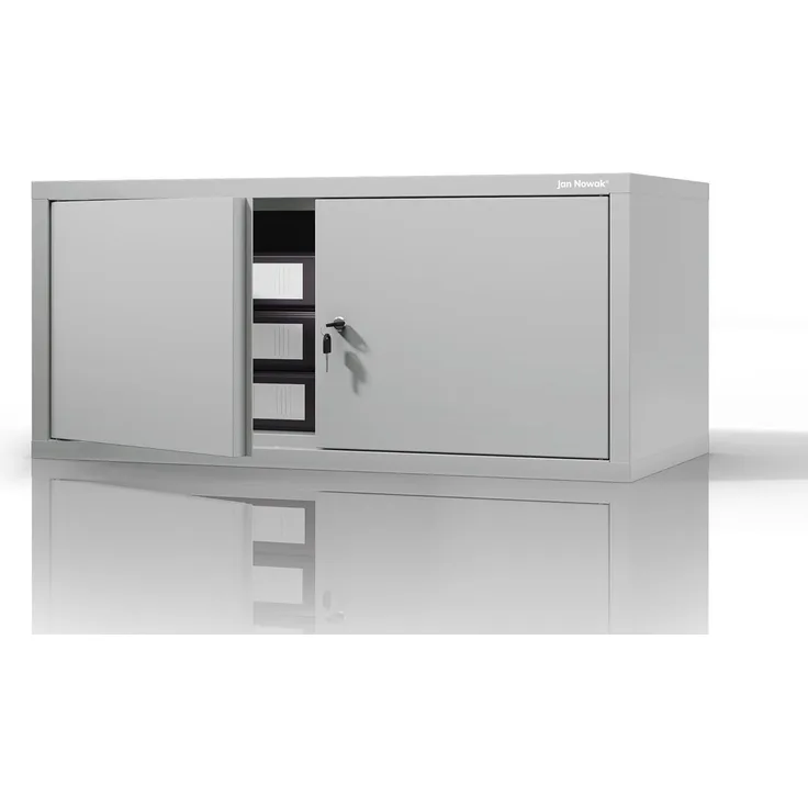Jan Nowak Aktenschrankaufsatz C01L Aufsatz für Aktenschrank Büroschrank Metall Pulverbeschichtung Flügeltüren 38 x 80 x 40 cm (Grau)