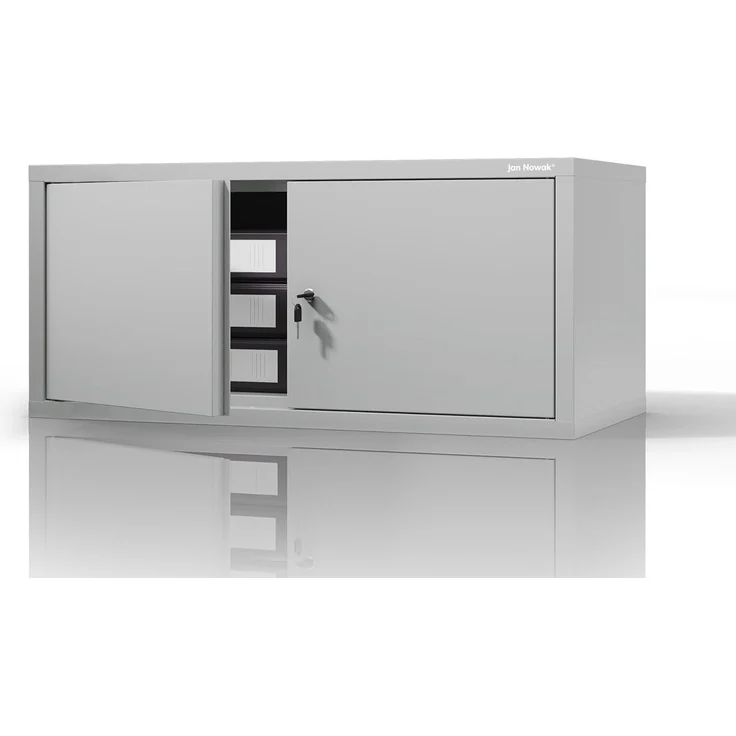 Jan Nowak Aktenschrankaufsatz C01L Aufsatz für Aktenschrank Büroschrank Metall Pulverbeschichtung Flügeltüren 38 x 80 x 40 cm (Grau) – Bild 1