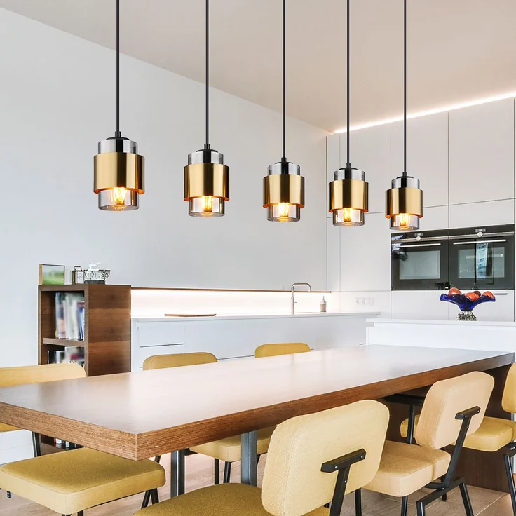 Hängelampe, Metall, Glas rauchfarben, 5 Flammig, L 105 cm – Bild 5