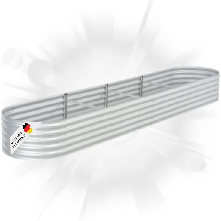 DELUKE® rundes Hochbeet für Garten BLUMO Verzinkter Stahl Hochbeet Metall Gartenbeet rund Kräuterbeet Blumenbeet Frühbeet für Garten Gemüsebeet, 400x80x44cm, Silber