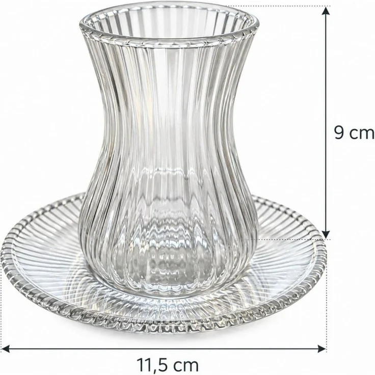 Mulex Teeglas Teegläser Set mit Untersetzern inklusive 6 Espressolöffeln Seattle, 18-tlg, Glas, Teegläser und Espressolöffel sind spülmaschinengeeignet – Bild 4