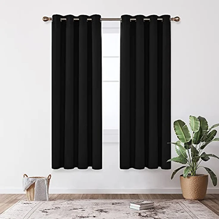 Deconovo Wohnzimmer Gardinen Vorhänge mit Ösen Verdunkelung Schwarz | 2er Set, H200 x B140 cm, Thermo Vorhänge, Schlafzimmer Gardinen, Wohnzimmer Vorhang, Blackout Curtains, Sichtschutz – Bild 5