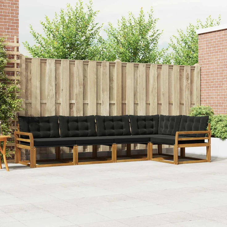 vidaXL Outdoor-Sofagarnitur 5 stk. 5-Sitzer Natur und Schwarz 3369459 – Bild 1