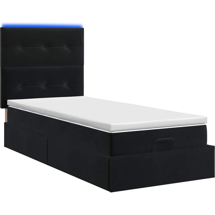 vidaXL Ottoman-Bett mit Matratze und LED Schwarz 90 x 190 cm Samt 3458273 – Bild 9