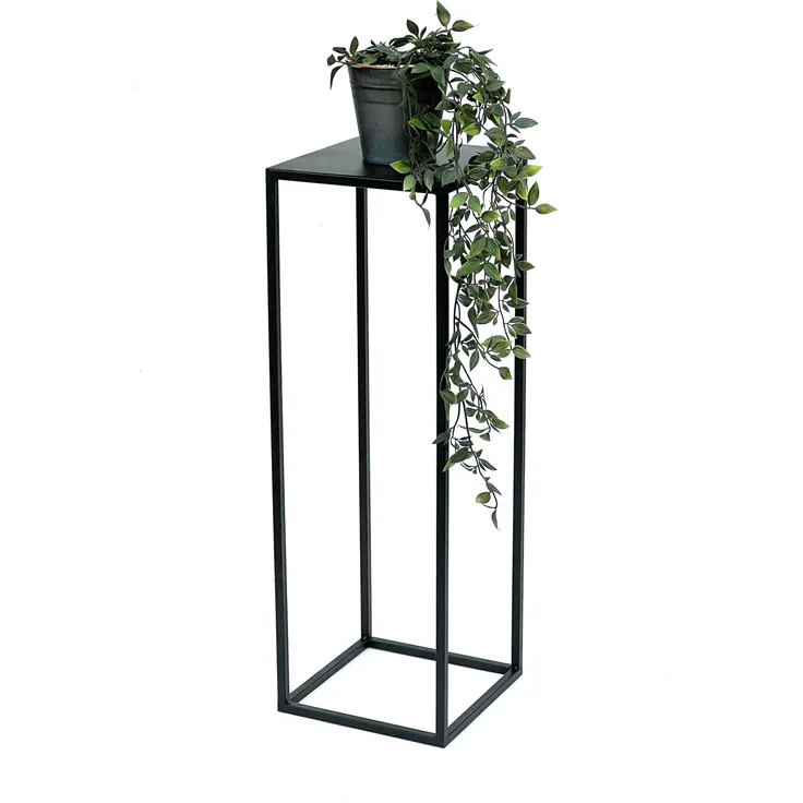 DanDiBo Blumenhocker Metall Schwarz Eckig 70 cm Blumenständer Beistelltisch 96350 Blumensäule Modern Pflanzenständer Pflanzenhocker