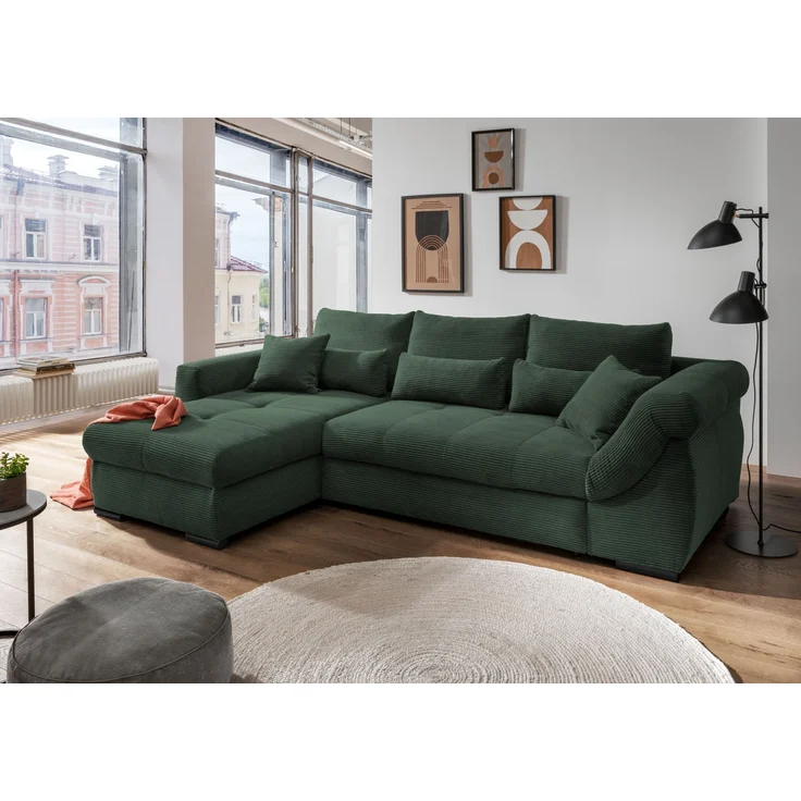 Polsterecke >Felicia< in moosgrün, Cord - 302x89x188cm (BxHxT) – Bild 2