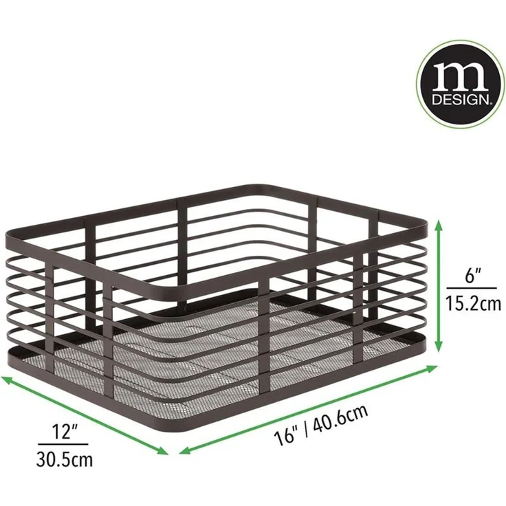 mDesign Drahtkorb Gitterbox Aufbewahrung Organizer 3er Set Metall Bronze – Bild 2