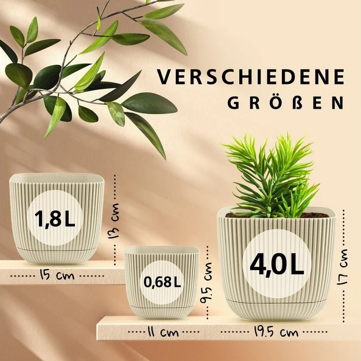 KONZEPT Blumentopf Blumentopf mit Untersetzer, Übertopf Kunststoff, 2IN1 – Der fest integrierte Untersetzer sammelt überschüssiges Wasser – Bild 2