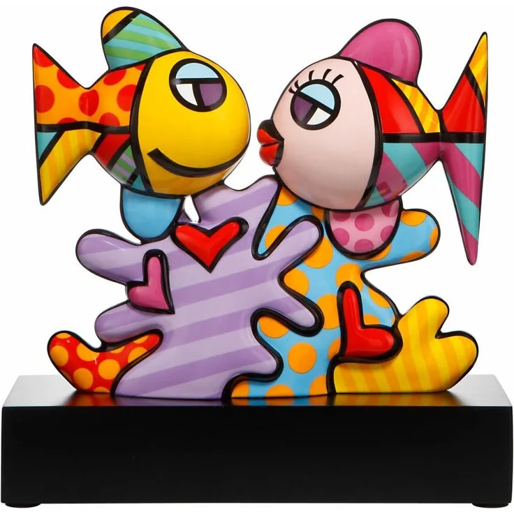 Goebel Figur Romero Britto - Ocean Love, Pop Art, Dekofigur, Fische, Porzellan, Bunt, 31 cm, 66452751