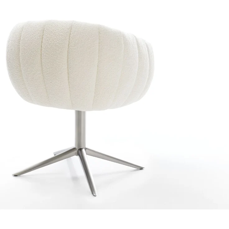 Drehstuhl Jada-Flex Bouclé Weiß Fußkreuz Edelstahl 360° drehbar Wippfunktion Taschenfederkern – Bild 5