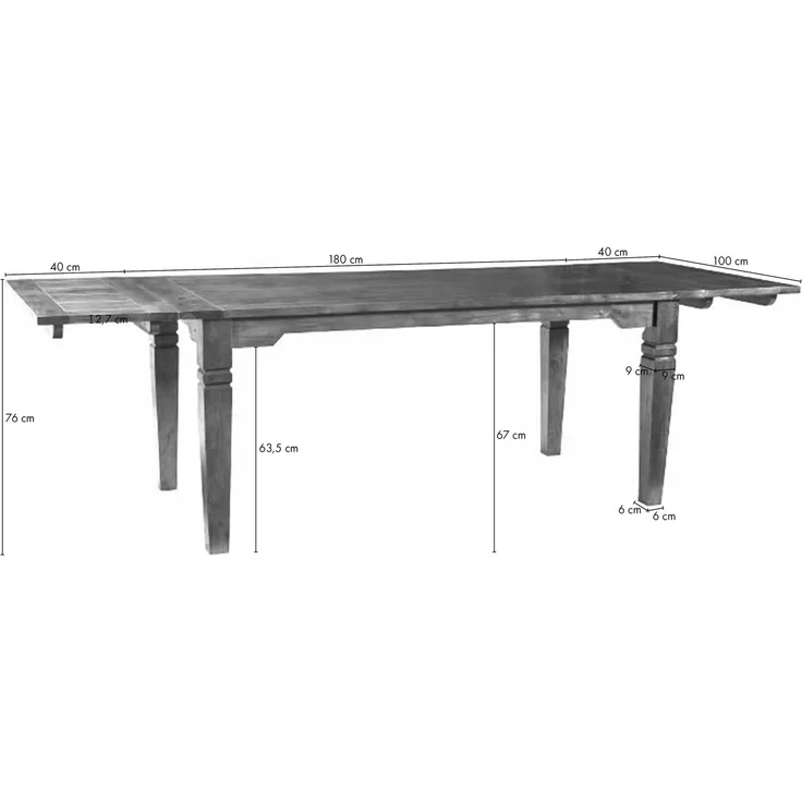 Esstisch mit Ansteckplatten Akazie 200-240/280x100x76 honig lackiert OXFORD #0123 – Bild 2