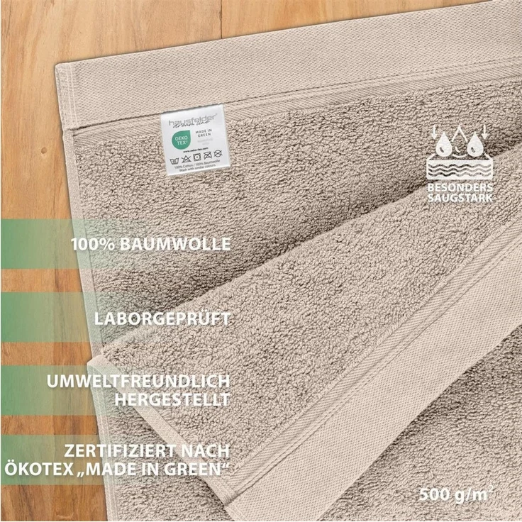Hausfelder Handtücher Premium Handtuch Set (Beige, 4 Handtücher 50x100cm), (Set, 4-St), 100% Baumwolle, weich, saugfähig, Uni-Farben – Bild 2