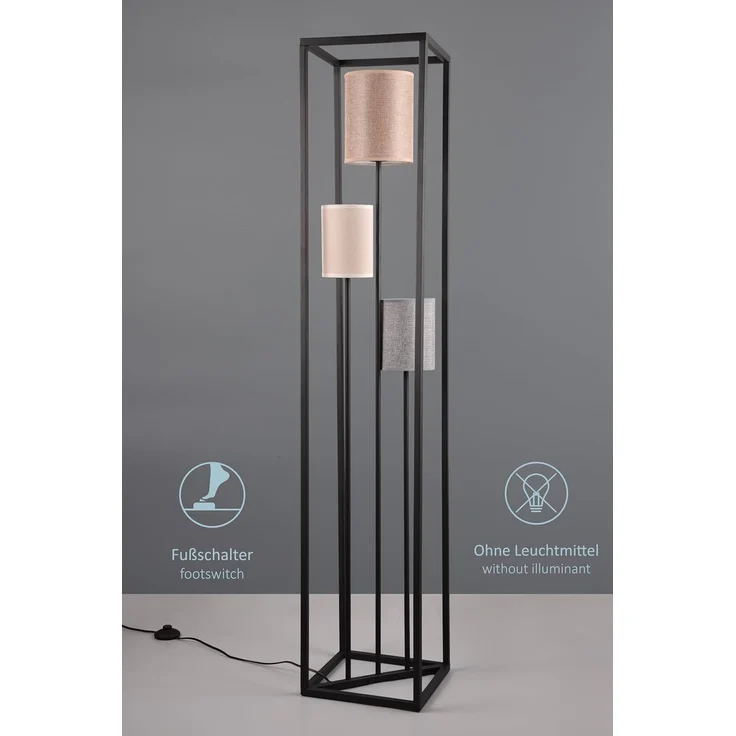 lightling Stehlampe Frieda, ohne Leuchtmittel, 3 Stoffschirme, mit Fußschalter, E27 – Bild 4