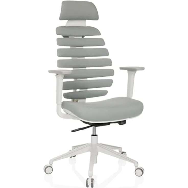 MID.YOU Drehstuhl Hellgrau, Textil, ergonomische Rückenlehne, mit Armlehnen, Höhenverstellbar 67x116 - 133x65 cm, ideal für Arbeitszimmer – Bild 1